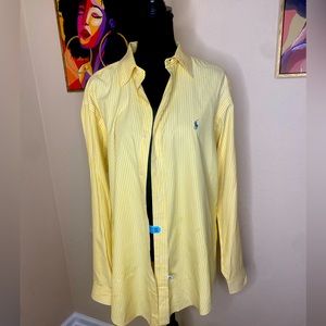 Polo Ralph Lauren Yarmouth Button Down Mens Shirt.  Yellow and White Striped